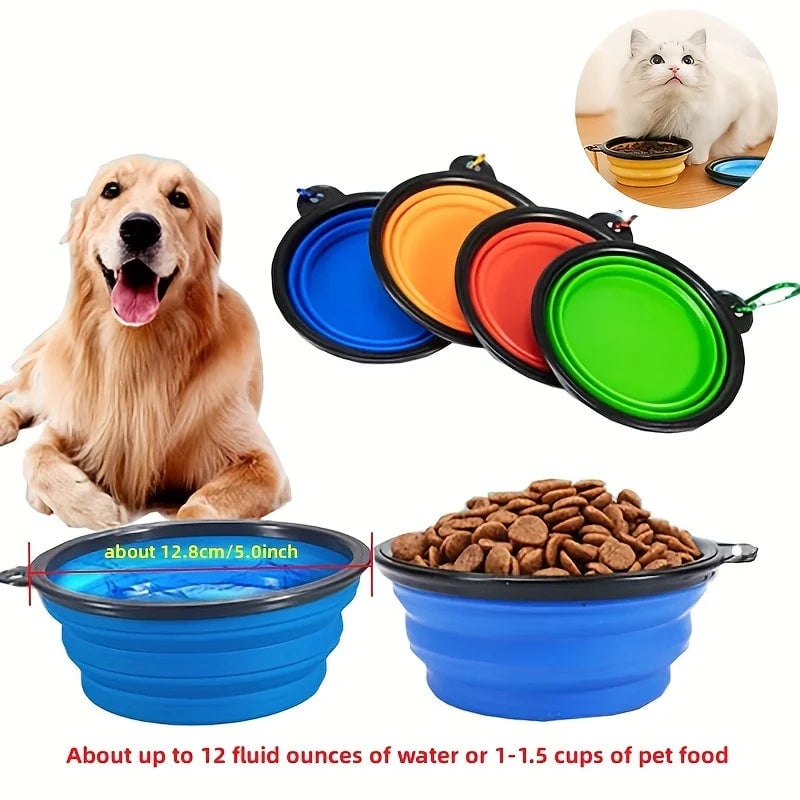 Collapsible TPR Silicone Pet Bowl - Portable Travel Food Water Bowl