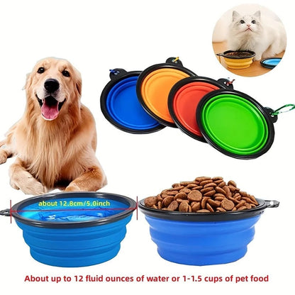 Collapsible TPR Silicone Pet Bowl - Portable Travel Food Water Bowl