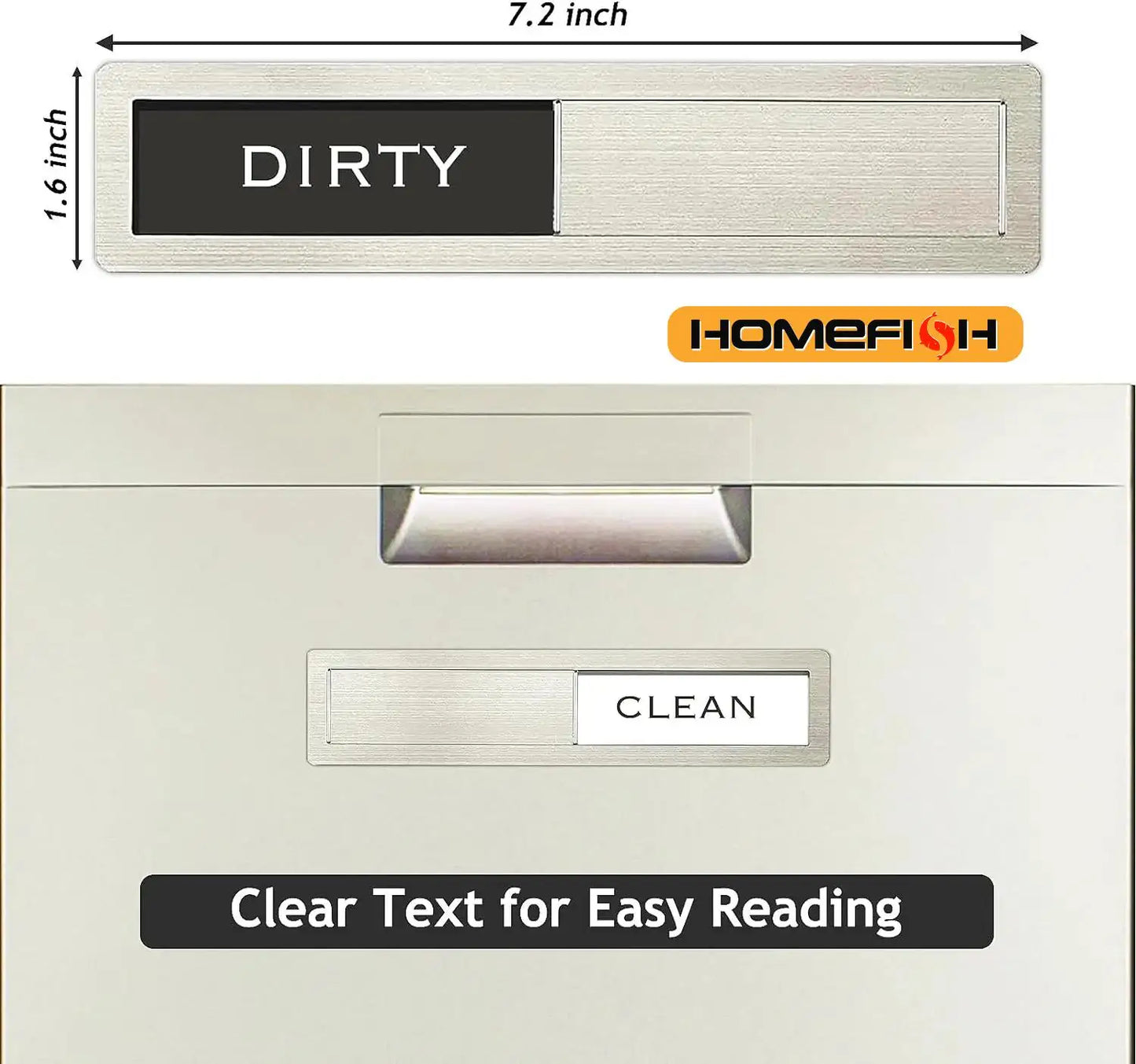 Premium Stainless Steel Dishwasher Clean Dirty Magnet Black White
