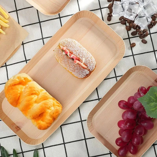 10PCS Wood Grain Disposable Dessert Plates - Party & Outdoor Dishes