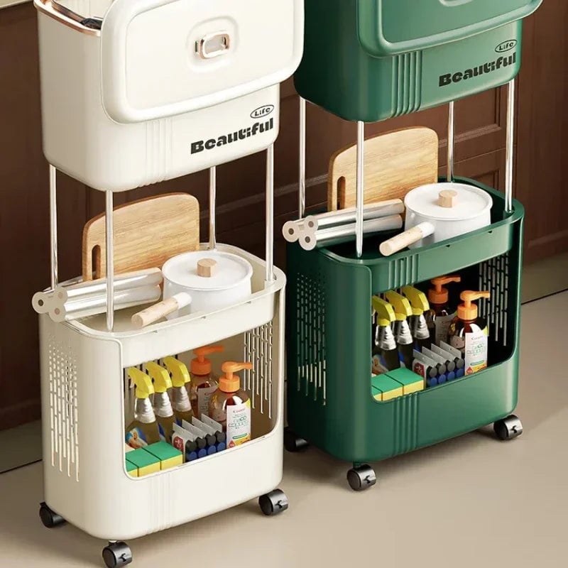 Large Capacity Kitchen Garbage Bin with Lid - Double Layer Odor Control