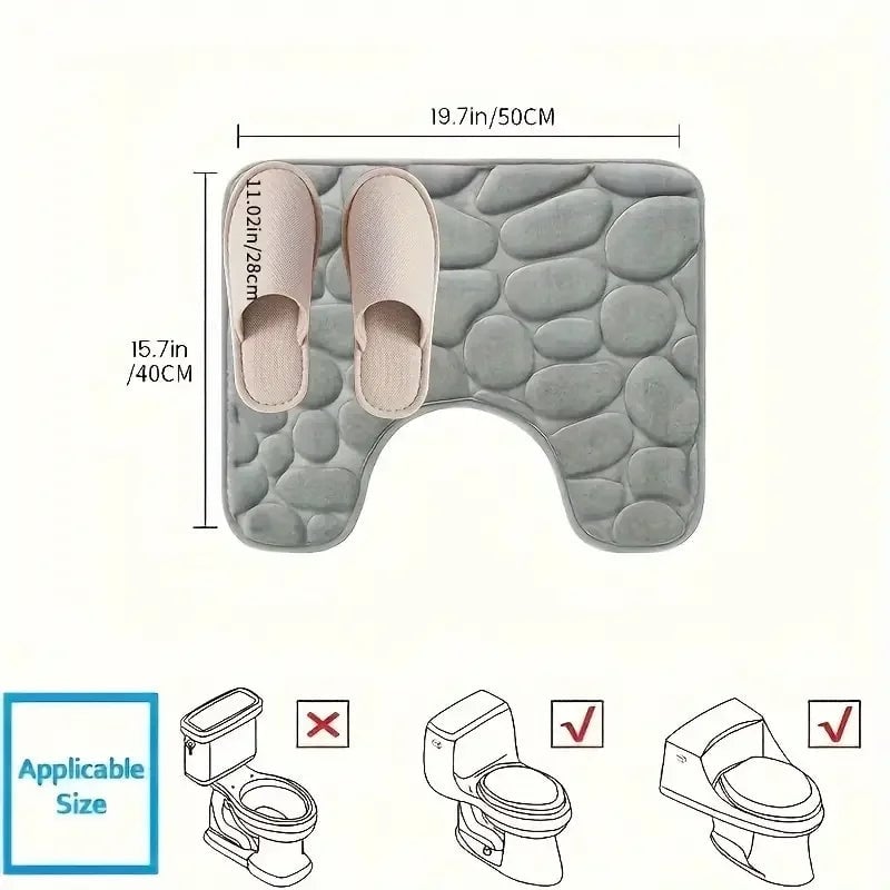 U-Shaped Waterproof Toilet Mat - Anti-Slip Bathroom Floor Pad
