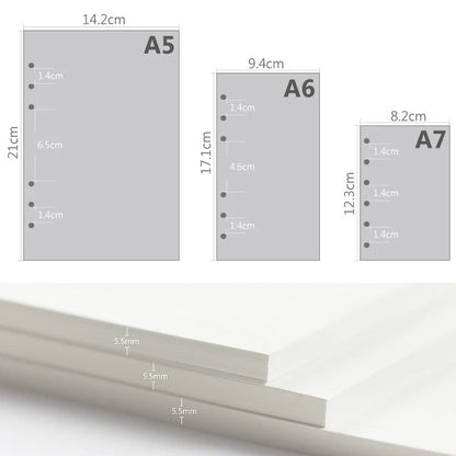 A5 A6 A7 Spiral Notebook Refill Pages 45 Sheets Line Dot Grid Paper