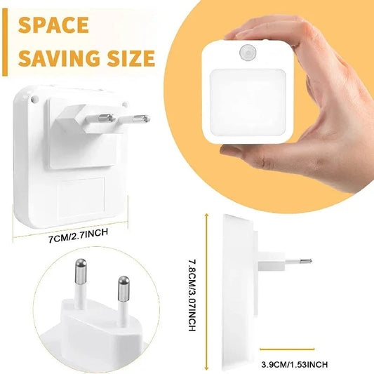 Motion Sensor LED Night Light - Wireless Bedside Lamp EU/US Plug