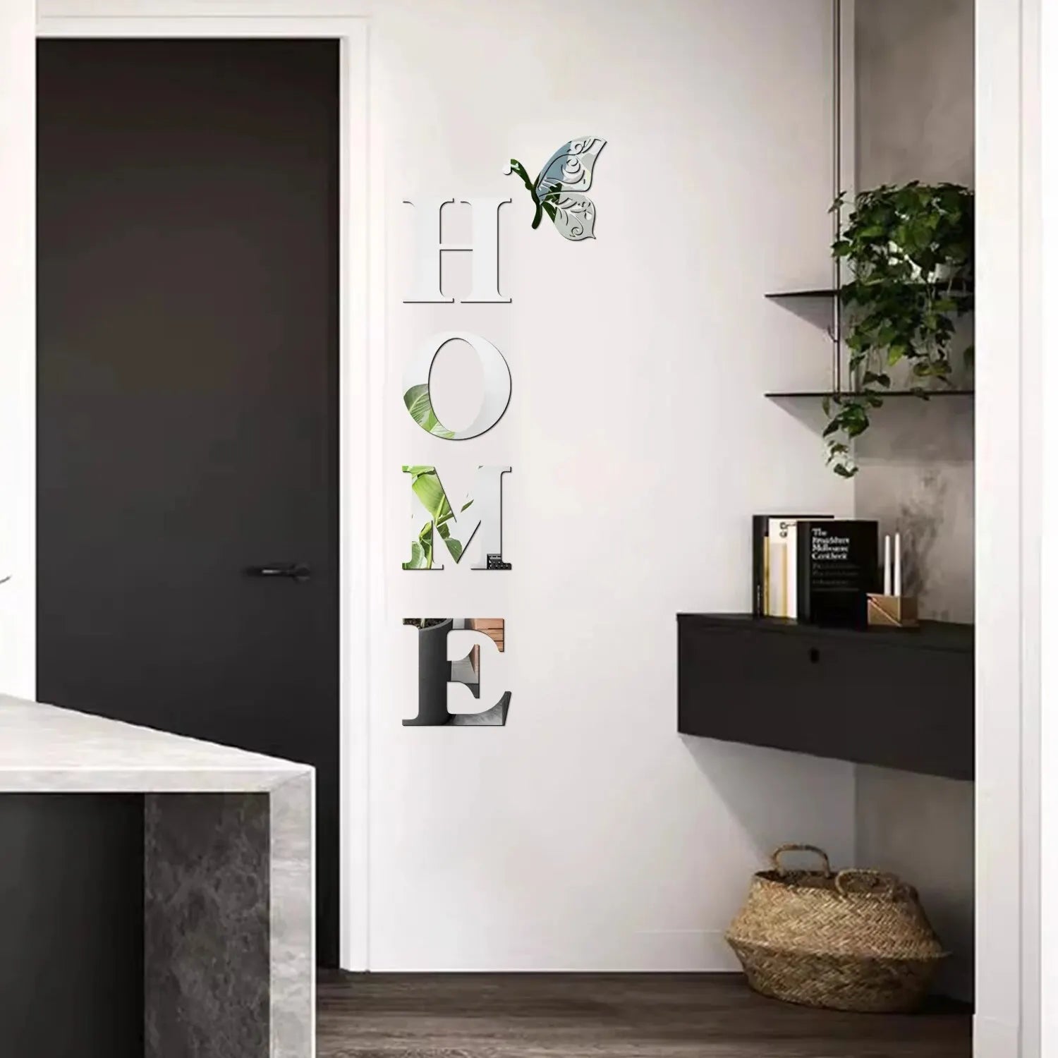3D Mirror HOME Logo Wall Sticker - Entrance Decoration Decal
