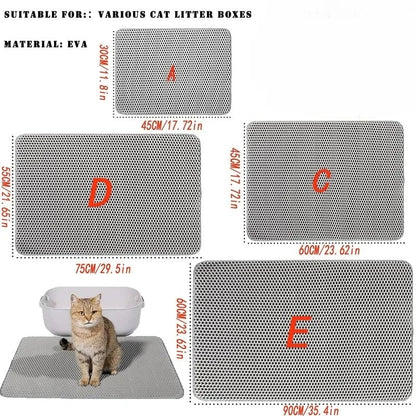 Large Waterproof Double Layer Cat Litter Mat Non-Slip Trapping Pad