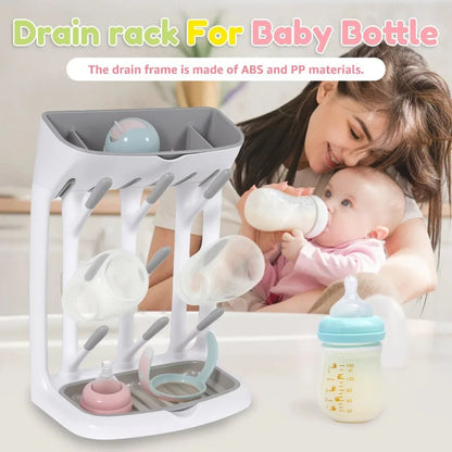 Baby Bottle Drying Rack Countertop Holder Detachable Tray Organizer