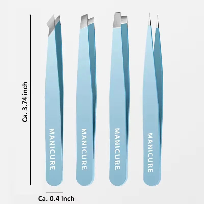 Slanted Stainless Steel Eyebrow Tweezers - Precision Fine Hair