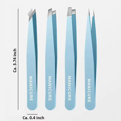 Slanted Stainless Steel Eyebrow Tweezers - Precision Fine Hair