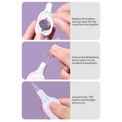 LED Illuminated Ear Cleaner 3-Piece Set with Lighted Scoop Spoons