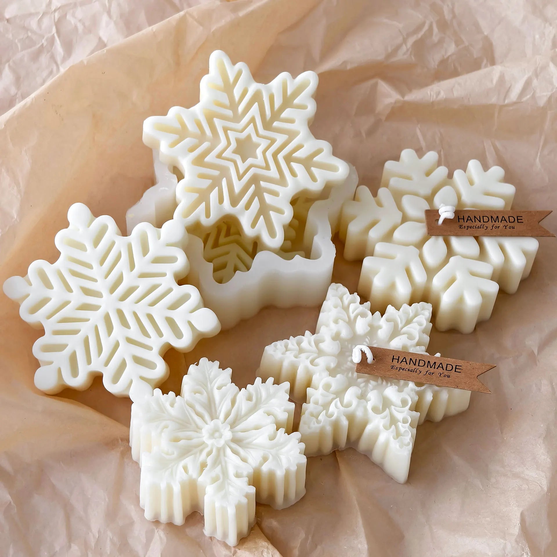 Snowflake Candle Silicone Mold - Christmas Soap Wax DIY Craft