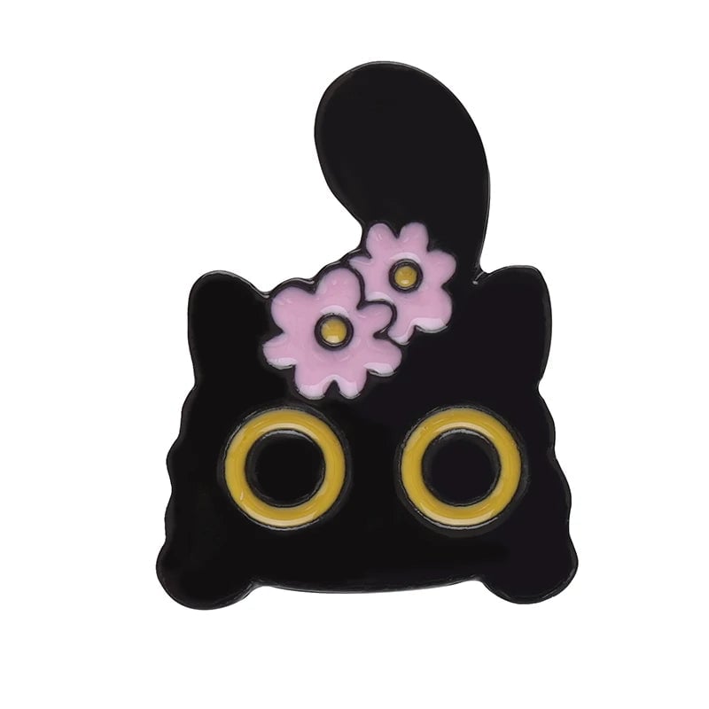 Black Cat Enamel Pin - Big Eyes Kitten Brooch Lapel Badge Jewelry