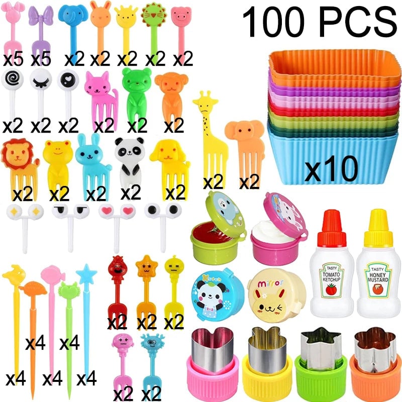 Mini Animal Fruit Forks Kids Set Silicone Vegetable Cutter Dividers