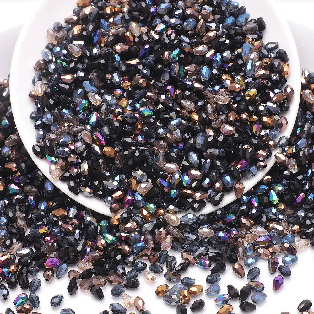 Faceted Glass Teardrop Beads 50-100Pcs Mixed Colors 3x5-6x8mm