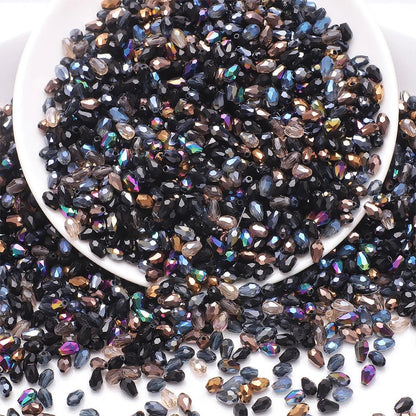Faceted Glass Teardrop Beads 50-100Pcs Mixed Colors 3x5-6x8mm