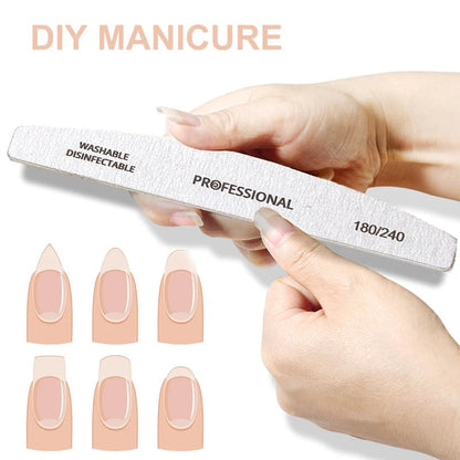 10pcs Wooden Nail Files 100/180/240 Grit Emery Board Manicure Set
