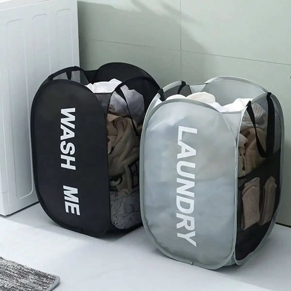 Mesh Pop Up Laundry Hamper - Collapsible Portable Basket Dorm