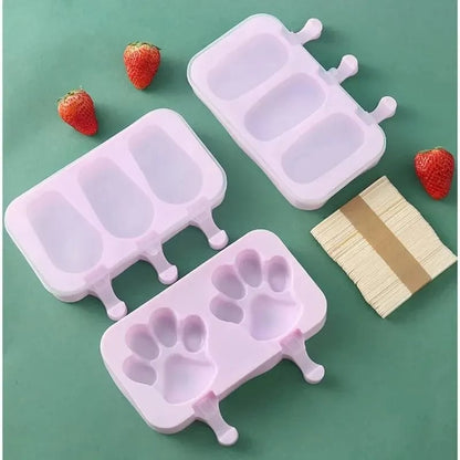 Silicone Ice Cream Popsicle Molds with Lid - DIY Cartoon Ice Lolly