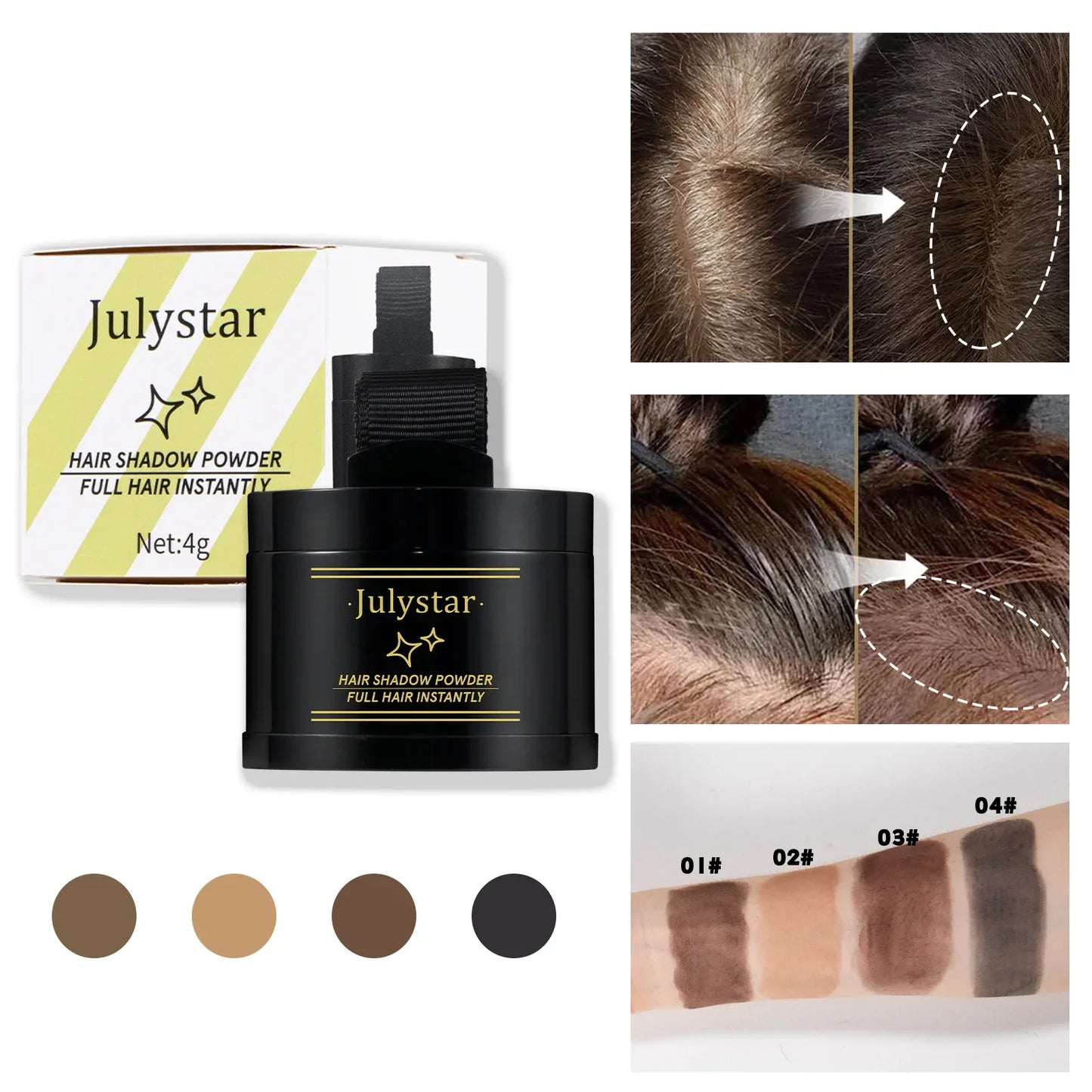4 Color Waterproof Hair Root Touch Up Powder - Instant Hairline Concealer