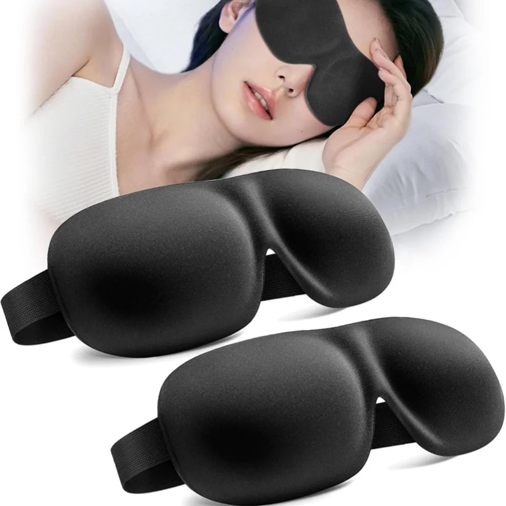 3D Memory Foam Sleep Mask - Soft Blindfold Eye Cover Travel Aid