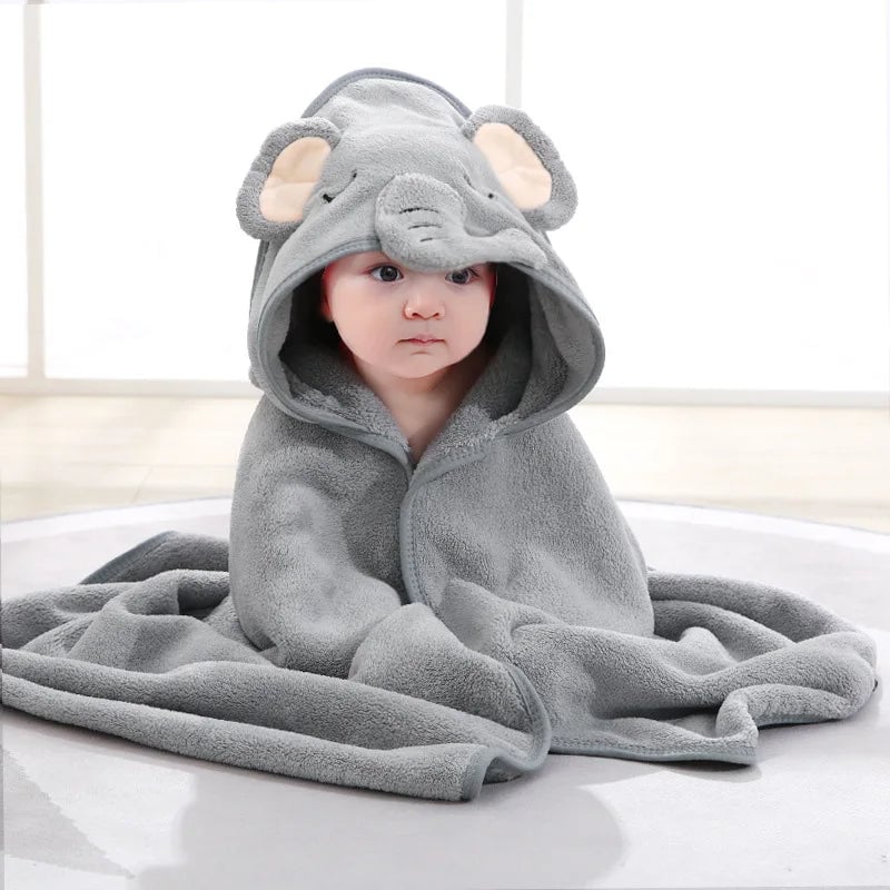 Soft Hooded Baby Bath Towel Cartoon Animal Blanket Swaddle Wrap