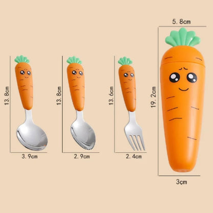 Stainless Steel Cartoon Spoon Fork Set Kids Baby Feeding Utensils