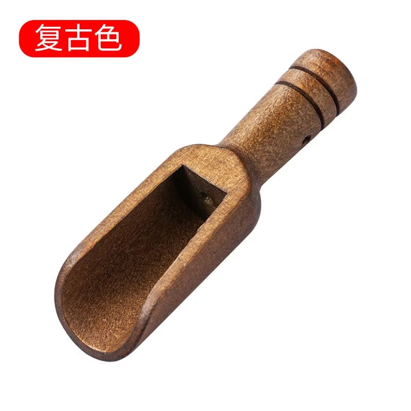Mini Wooden Salt Spoon Scoop - Retro Seasoning Spice Coffee Bean