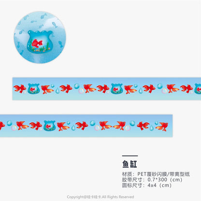 Kawaii Tomato Four-Leaf Clover Washi Tape Sand-Coated Shimmer Film