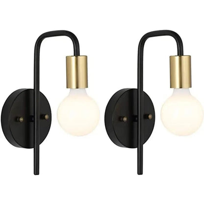 Retro Gold Black Metal Wall Lamp - Vintage Bedside Mirror Light