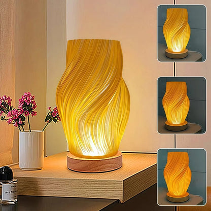 Adjustable LED Table Lamp Cream Wood Base 3 Color Temperatures