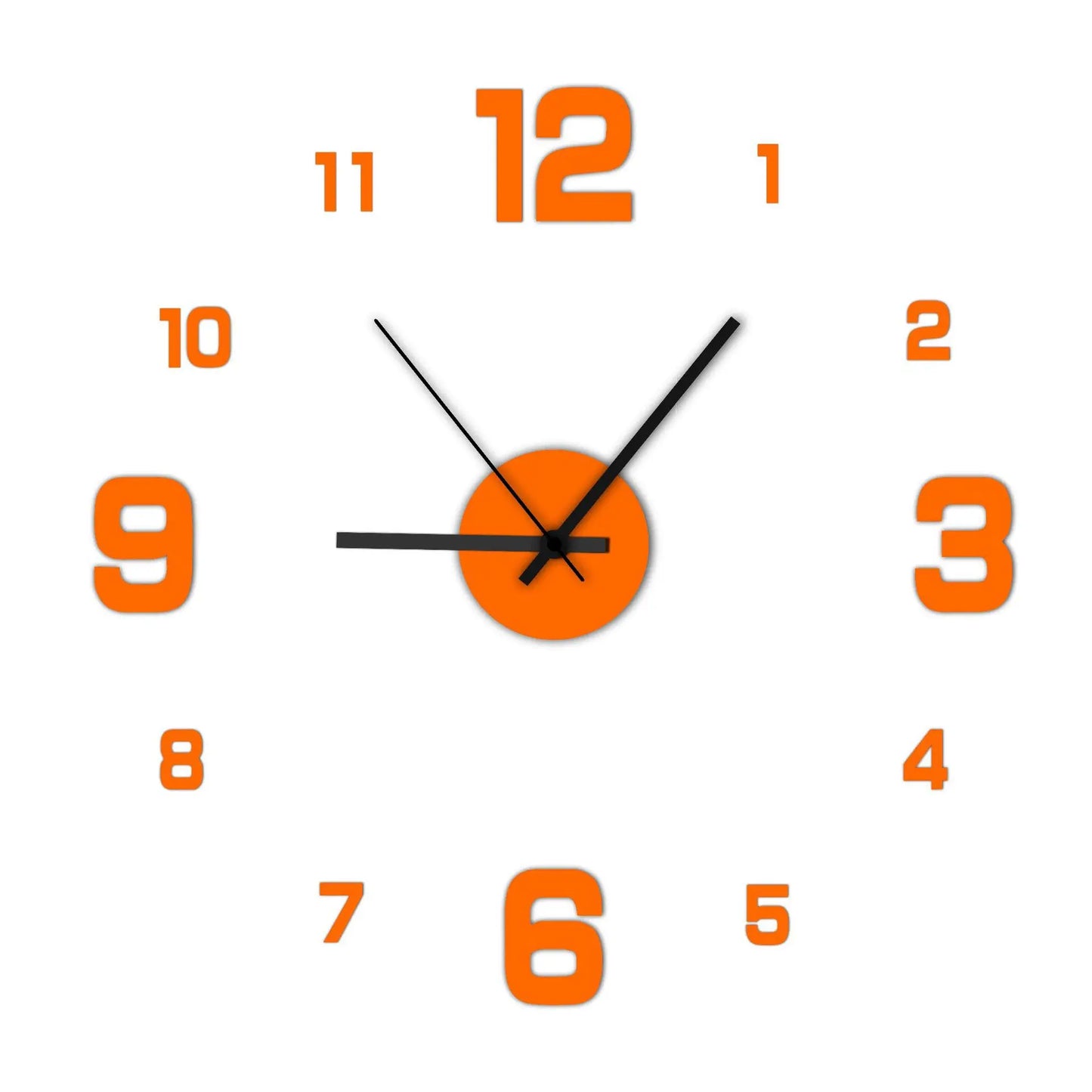 Frameless DIY Wall Clock Decal - Silent Movement Living Room Decor