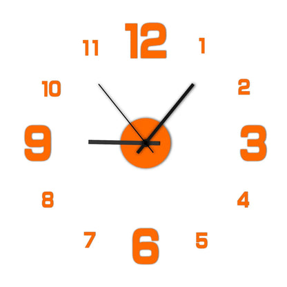 Frameless DIY Wall Clock Decal - Silent Movement Living Room Decor