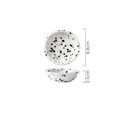 6-Piece Ceramic Plate Set Splashing Ink Design Breakfast Dessert