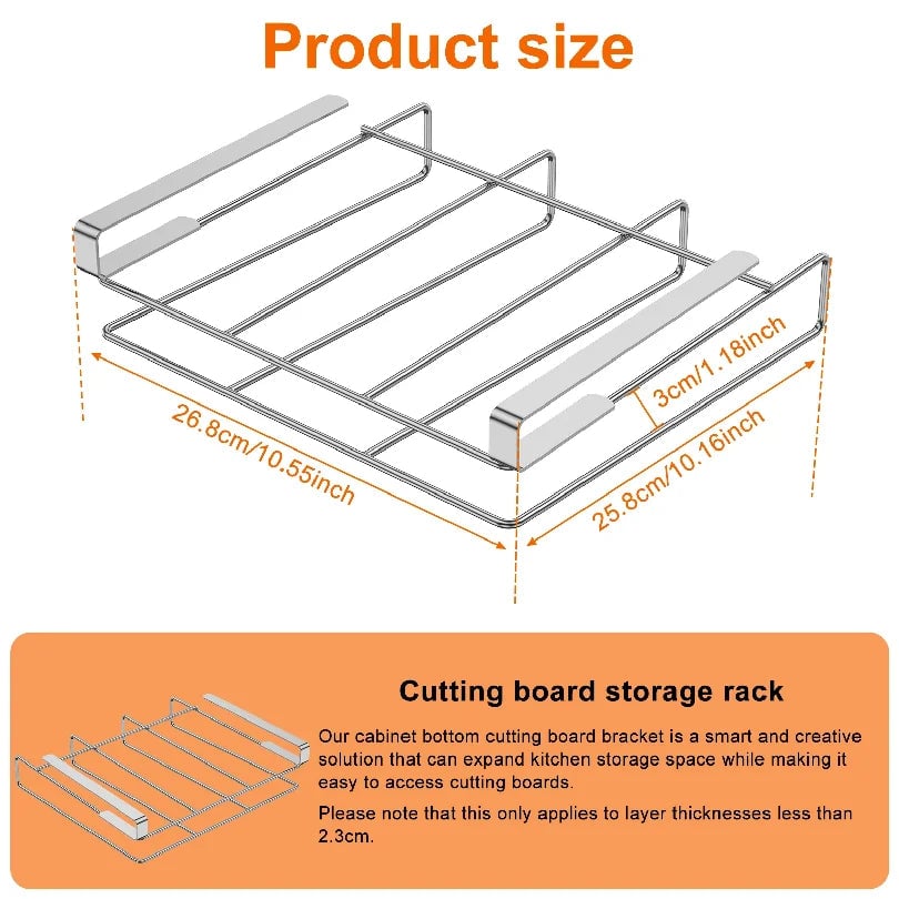 Stainless Steel Under Cabinet Cutting Board Organizer Holder