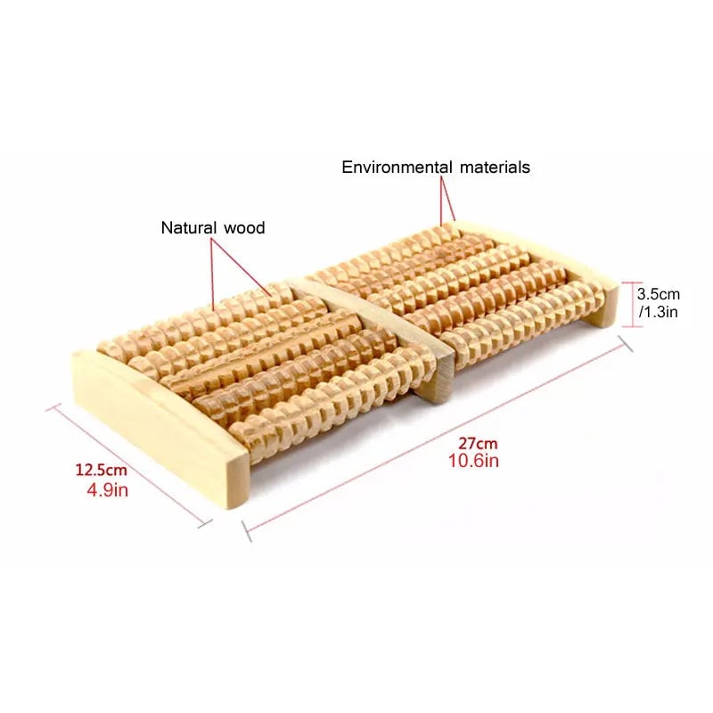Wooden Foot Massager Roller - Reflexology Pain Relief Stress Therapy