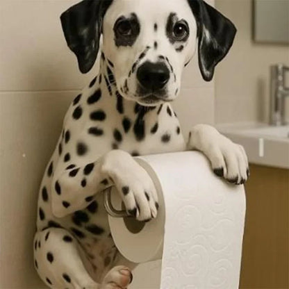 Resin Dog Tissue Holder - Toilet Paper Dispenser Bathroom Decor