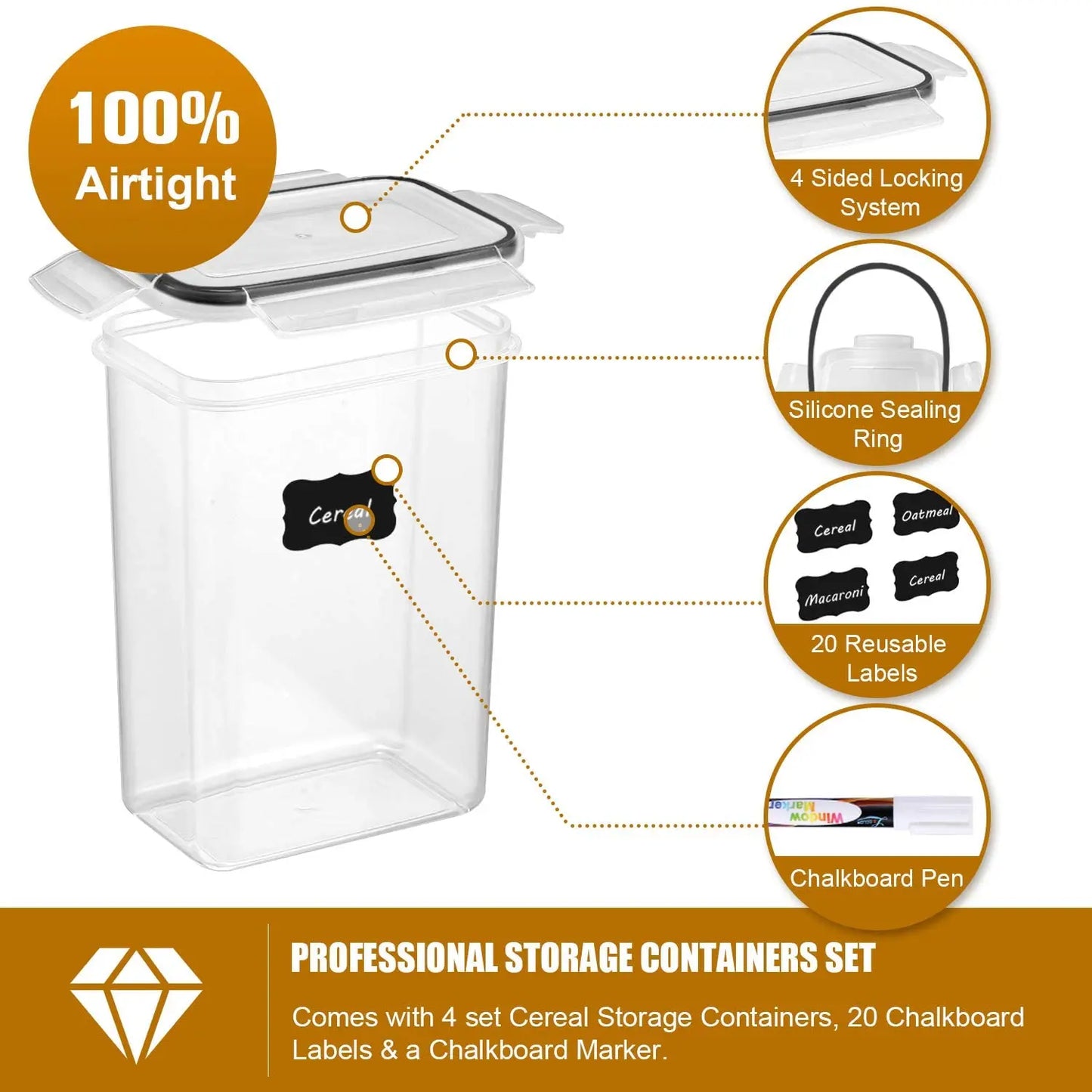 7pc BPA Free Airtight Kitchen Food Storage Container Set
