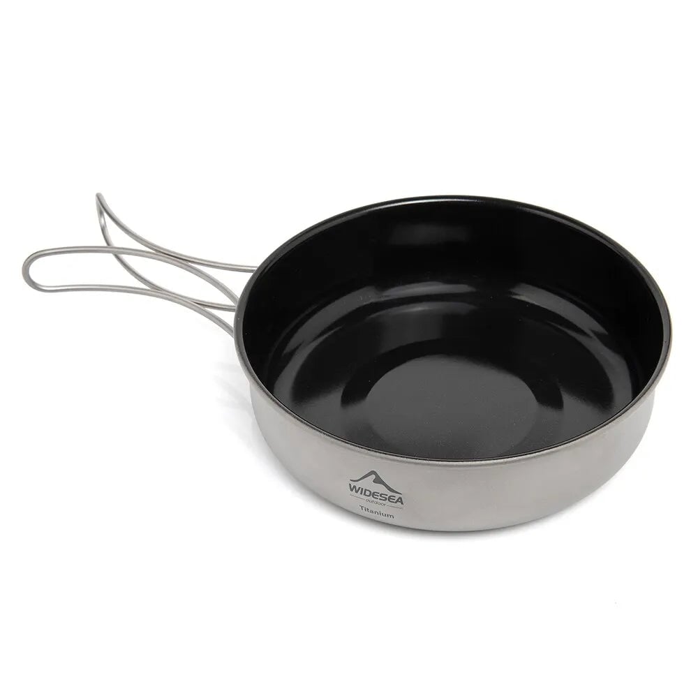 Titanium Camping Cookware Set - Lightweight Pot Frying Pan Outdoor