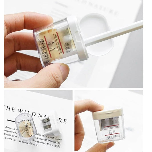 Clear Round Portable Dual Hole Pencil Sharpener for Students