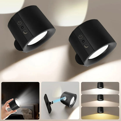 Magnetic LED Wall Lamp 360° Rotation Rechargeable Remote Control