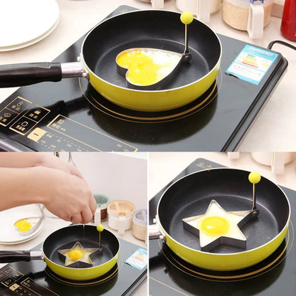 5Pcs Stainless Steel Egg Rings with Handles - Non-stick Pancake Mold