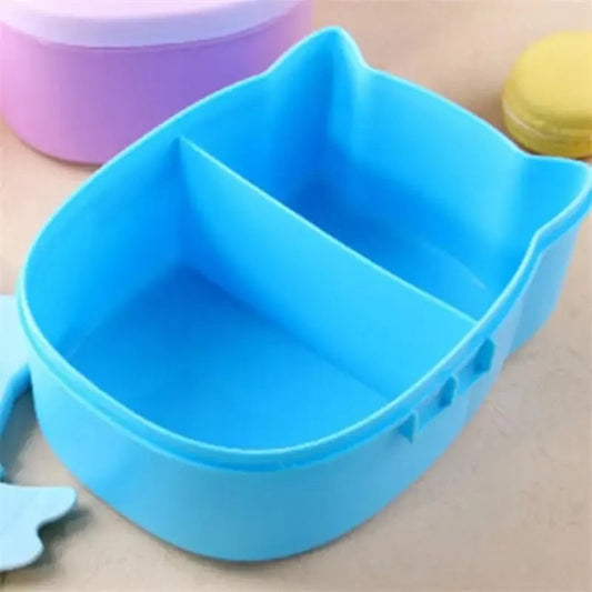 Kids Portable Bento Lunch Box Plastic Food Container with Cartoon Cutlery