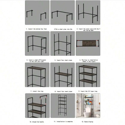 3 Tier Bathroom Storage Rack Above Toilet Shelf Organizer Space Saver