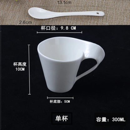 European Ceramic Espresso Cup Set with Spoon & Holder - 3-Piece