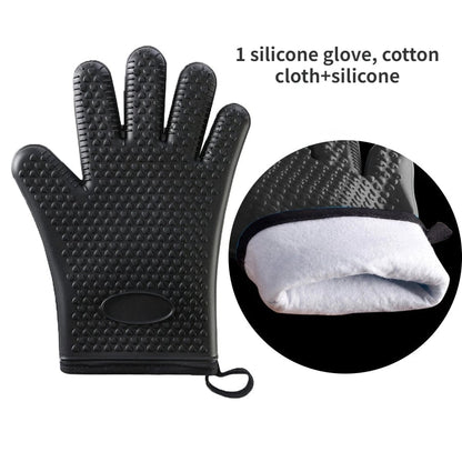 Heat Resistant Silicone Oven Mitts Anti-Scald BBQ Baking Gloves