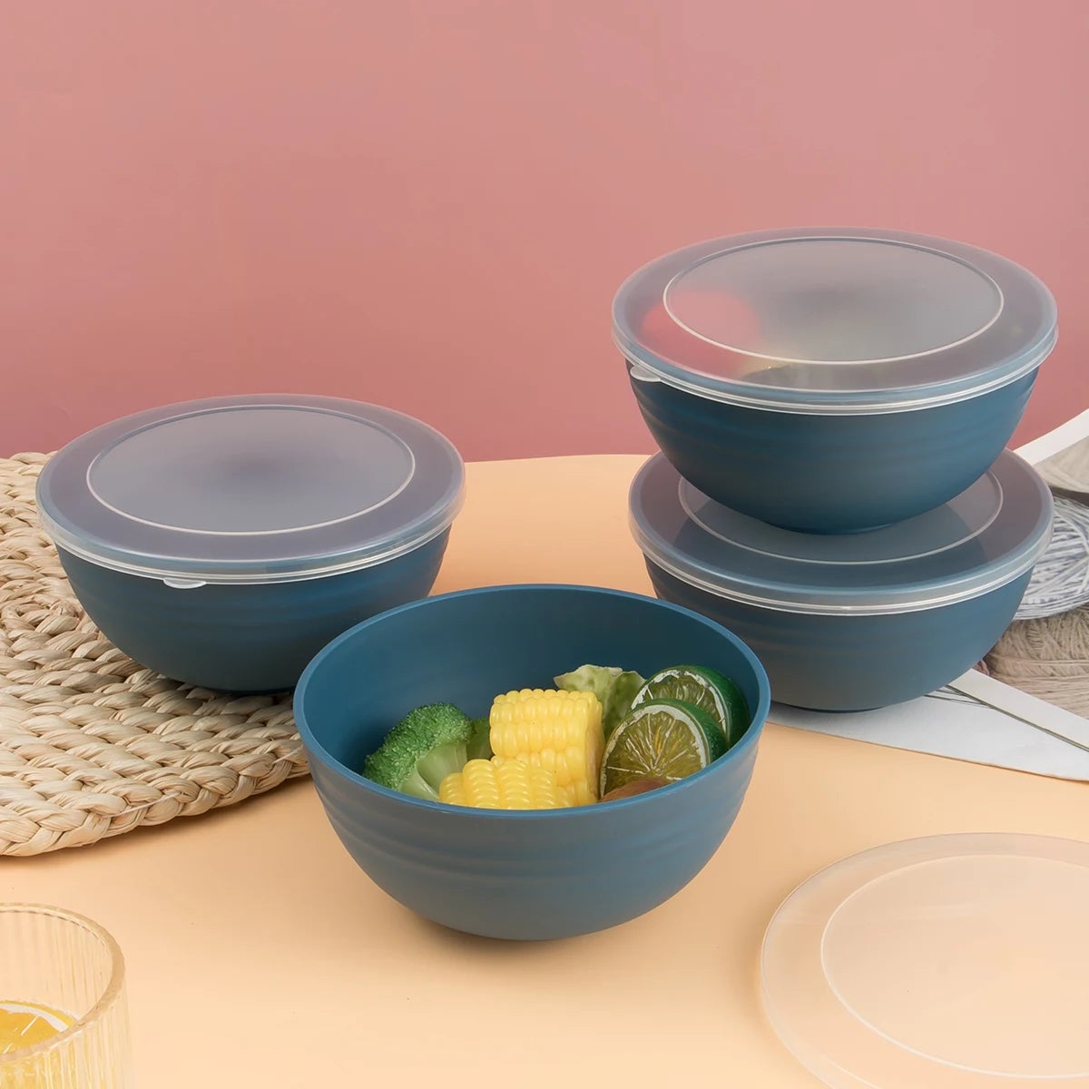 4-Piece Sealed Bowl Set with Lids - Bento Box Food Storage