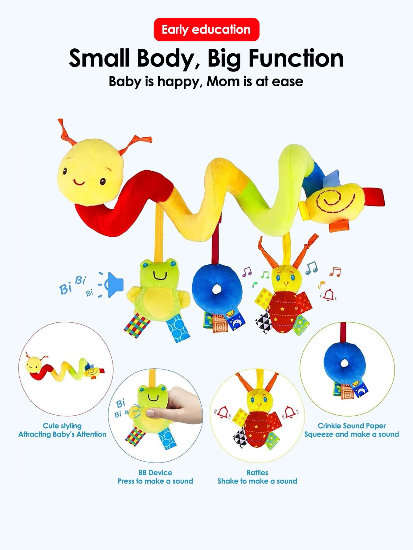Soft Giraffe Handbell Rattle - Plush Baby Development Toy