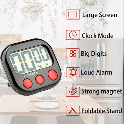 Digital Kitchen Timer Magnetic LCD Display Countdown Stopwatch Clock
