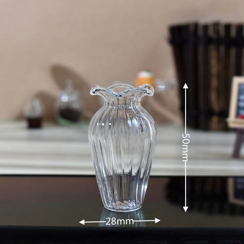 Miniature Glass Vase - Dollhouse Fairy Garden Hydroponic Decor