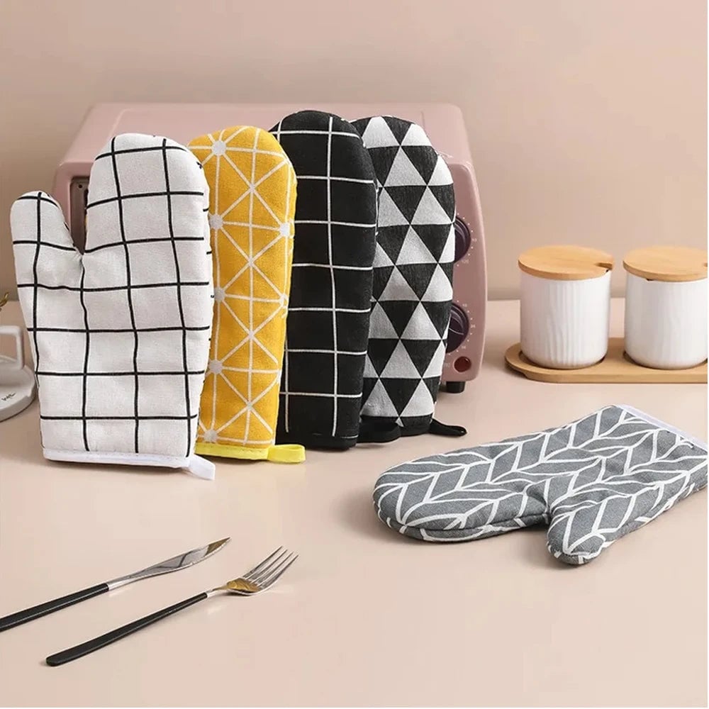 High-Temperature Resistant Linen Oven Gloves - Microwave Safe Mitts